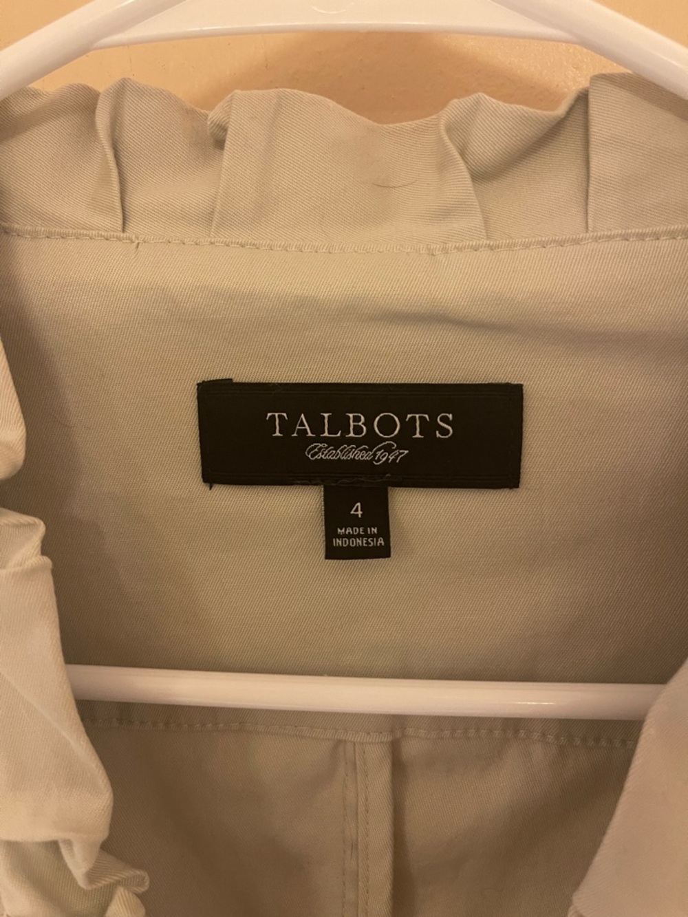 Talbots Cream Ruffle-Trim Single-Button Blazer - Picture 7 of 7